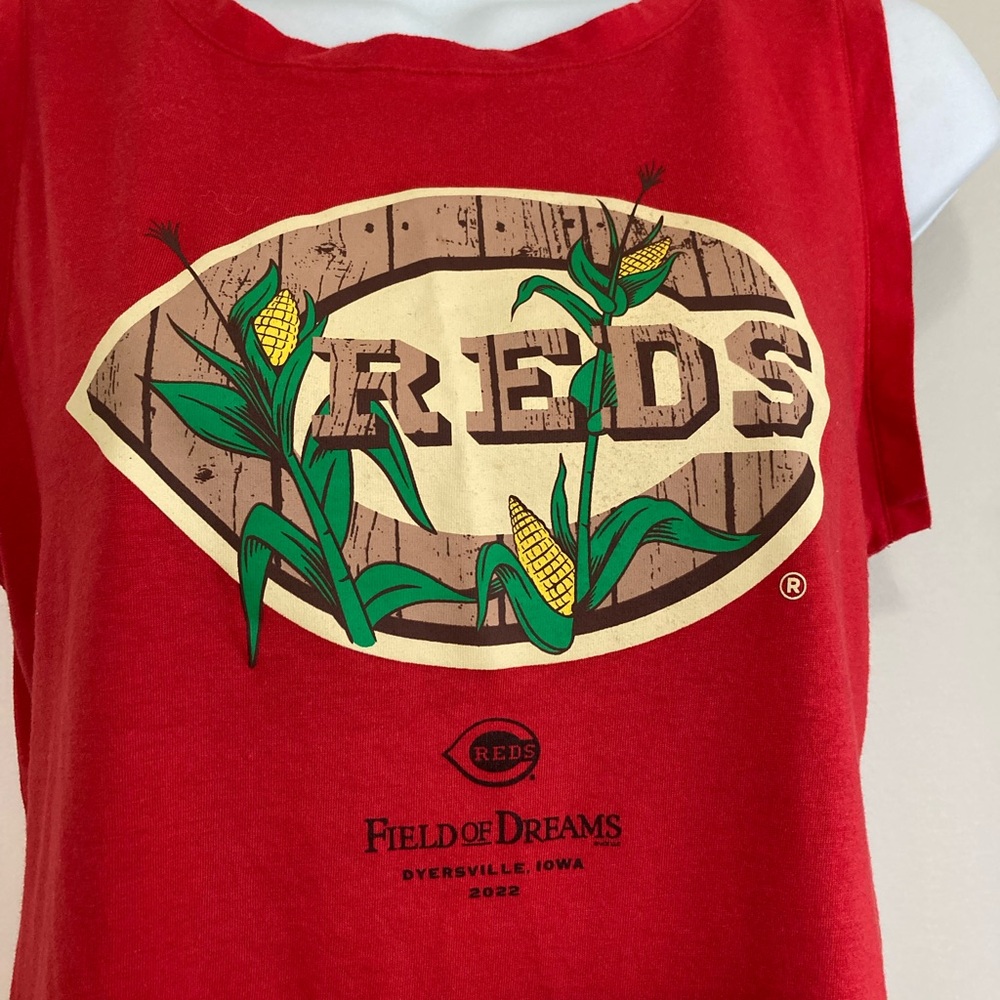 Women's Red Graphic Muscle Tee - Picture 2 of 5